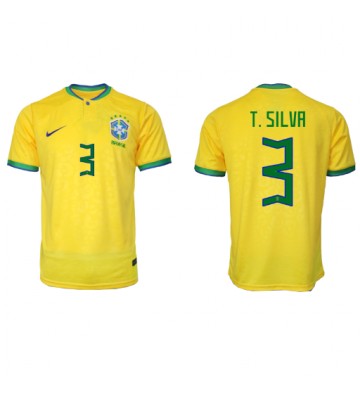 Lacne Muži Futbalové dres Brazília Thiago Silva #3 MS 2022 Krátky Rukáv - Domáci